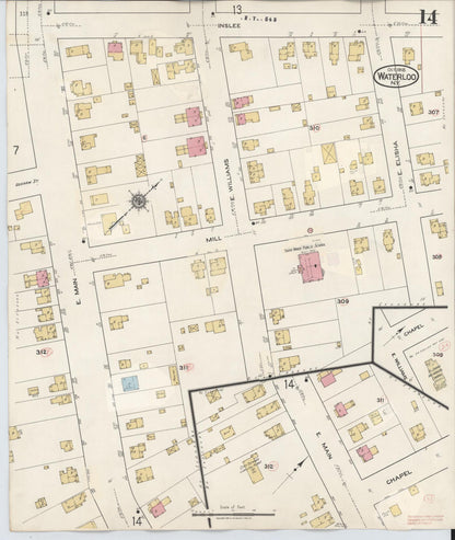 Sanborn Fire Insurance Map from Waterloo, Seneca County, New York (1948), Sheet #0014 - Complete Map Set gallery image, historic Sanborn map, vintage wall art, New York New York