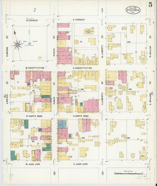 Sanborn Fire Insurance Map from Victoria, Victoria County, Texas (1907), Sheet #0005 - Historic Sanborn Fire Insurance Map Print, vintage old map wall art, antique decor, genealogy gift, Texas Texas map