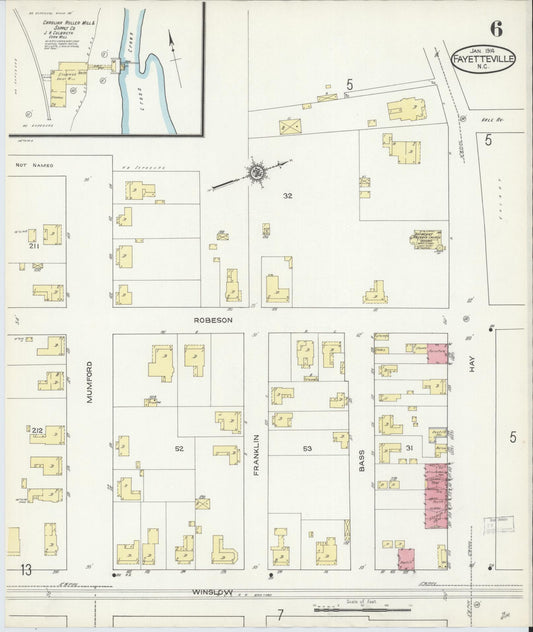 Sanborn Fire Insurance Map from Fayetteville, Cumberland County, North Carolina (1914), Sheet #0006 - Historic Sanborn Fire Insurance Map Print, vintage old map wall art, antique decor, genealogy gift, North Carolina North Carolina map