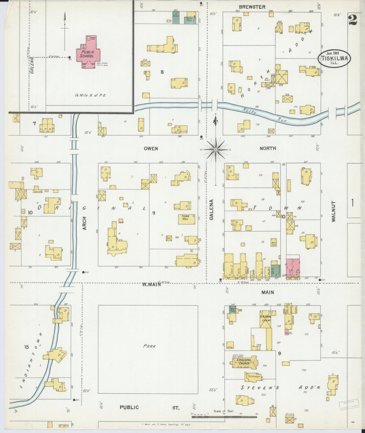 Sanborn Fire Insurance Map from Tiskilwa, Bureau County, Illinois (1901), Sheet #0002 - Complete Map Set gallery image, historic Sanborn map, vintage wall art, Illinois Illinois