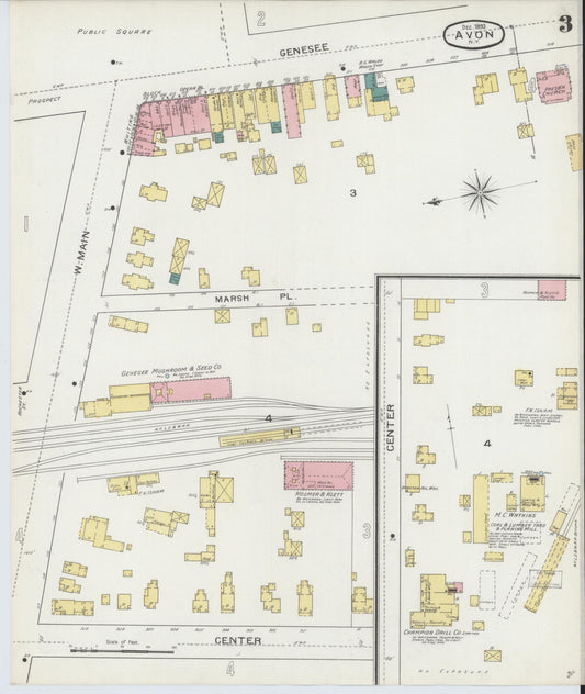 Sanborn Fire Insurance Map from Avon, Livingston County, New York (1893), Sheet #0003 - Historic Sanborn Fire Insurance Map Print, vintage old map wall art, antique decor, genealogy gift, New York New York map