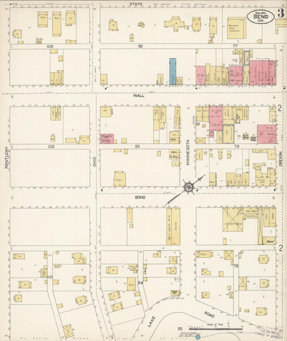 Sanborn Fire Insurance Map from Bend, Deschutes County, Oregon (1913), Sheet #0003 - Complete Map Set gallery image, historic Sanborn map, vintage wall art, Oregon Oregon