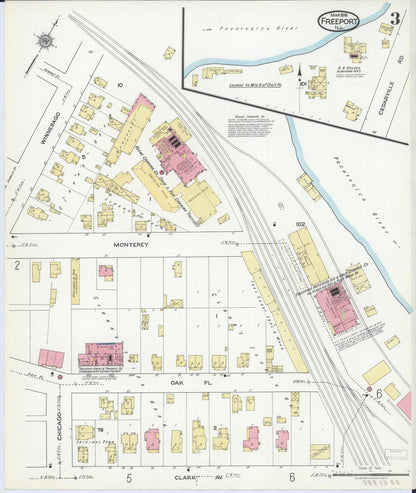 Sanborn Fire Insurance Map from Freeport, Stephenson County, Illinois (1918), Sheet #0003 - Complete Map Set gallery image, historic Sanborn map, vintage wall art, Illinois Illinois