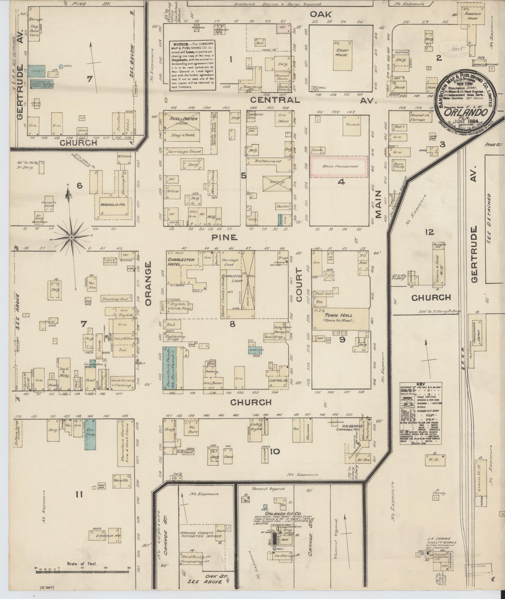 Sanborn Fire Insurance Map from Orlando, Orange County, Florida. (1884) – Historic Sanborn Fire Insurance Map Print