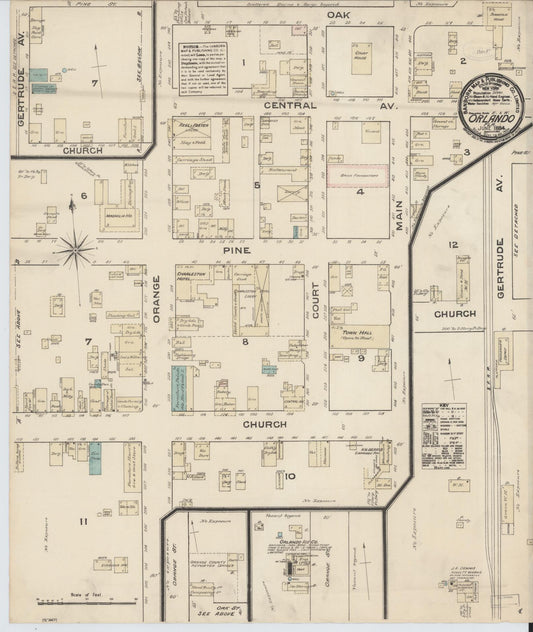Sanborn Fire Insurance Map from Orlando, Orange County, Florida. (1884) – Historic Sanborn Fire Insurance Map Print