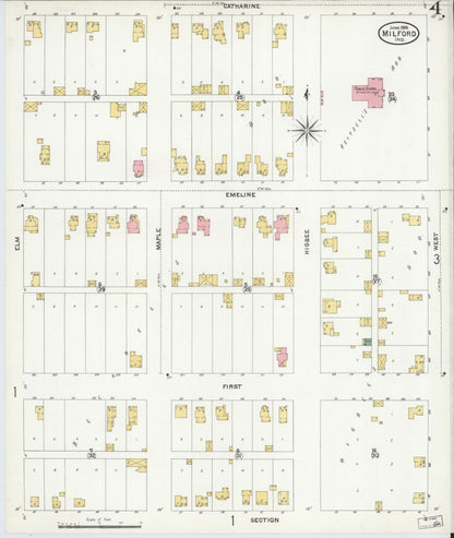 Sanborn Fire Insurance Map from Milford, Kosciusko County, Indiana (1905), Sheet #0004 - Historic Sanborn Fire Insurance Map Print, vintage old map wall art, antique decor, genealogy gift, Indiana Indiana map