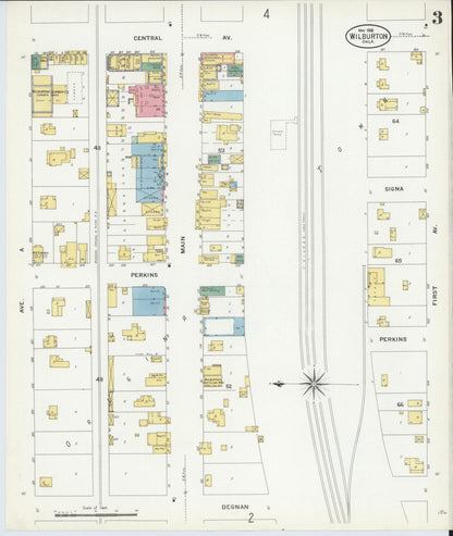 Sanborn Fire Insurance Map from Wilburton, Latimer County, Oklahoma (1908), Sheet #0003 - Complete Map Set gallery image, historic Sanborn map, vintage wall art, Oklahoma Oklahoma
