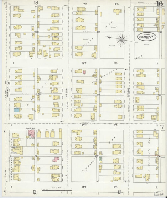 Sanborn Fire Insurance Map from Logansport, Cass County, Indiana (1898), Sheet #0016 - Historic Sanborn Fire Insurance Map Print, vintage old map wall art, antique decor, genealogy gift, Indiana Indiana map