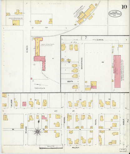 Sanborn Fire Insurance Map from Greenfield, Hancock County, Indiana (1906), Sheet #0010 - Historic Sanborn Fire Insurance Map Print, vintage old map wall art, antique decor, genealogy gift, Indiana Indiana map