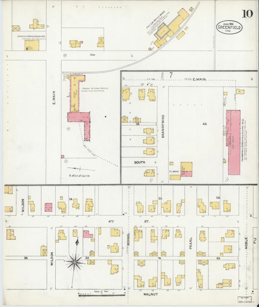 Sanborn Fire Insurance Map from Greenfield, Hancock County, Indiana (1906), Sheet #0010 - Historic Sanborn Fire Insurance Map Print, vintage old map wall art, antique decor, genealogy gift, Indiana Indiana map