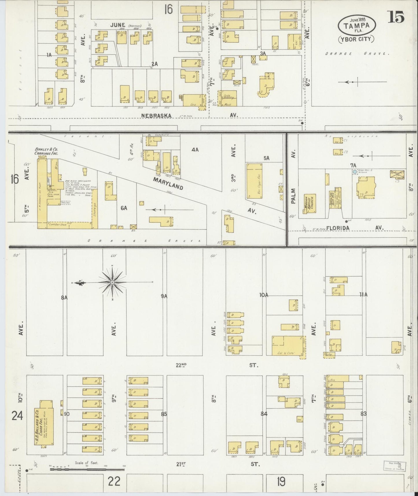 Sanborn Fire Insurance Map from Tampa, Hillsborough County, Florida (1899), Sheet #0015 - Historic Sanborn Fire Insurance Map Print, vintage old map wall art, antique decor, genealogy gift, Florida Florida map