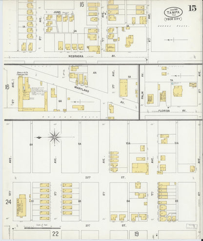 Sanborn Fire Insurance Map from Tampa, Hillsborough County, Florida (1899), Sheet #0015 - Historic Sanborn Fire Insurance Map Print, vintage old map wall art, antique decor, genealogy gift, Florida Florida map