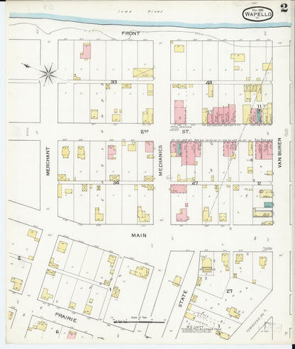 Sanborn Fire Insurance Map from Wapello, Louisa County, Iowa (1893), Sheet #0002 - Historic Sanborn Fire Insurance Map Print