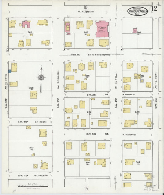 Sanborn Fire Insurance Map from Mineral Wells, Palo Pinto County, Texas (1921), Sheet #0012 - Historic Sanborn Fire Insurance Map Print, vintage old map wall art, antique decor, genealogy gift, Texas Texas map