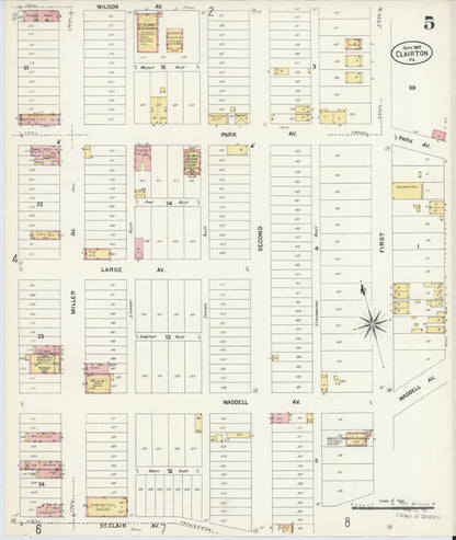 Sanborn Fire Insurance Map from Clairton, Allegheny County, Pennsylvania (1907), Sheet #0005 - Complete Map Set gallery image, historic Sanborn map, vintage wall art, Pennsylvania Pennsylvania