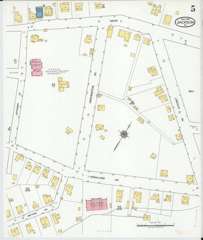 Sanborn Fire Insurance Map from Jackson, Breathitt County, Kentucky (1920), Sheet #0005 - Complete Map Set gallery image, historic Sanborn map, vintage wall art, Kentucky Kentucky