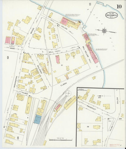 Sanborn Fire Insurance Map from Greenwich, Washington County, New York (1913), Sheet #0010 - Complete Map Set gallery image, historic Sanborn map, vintage wall art, New York New York