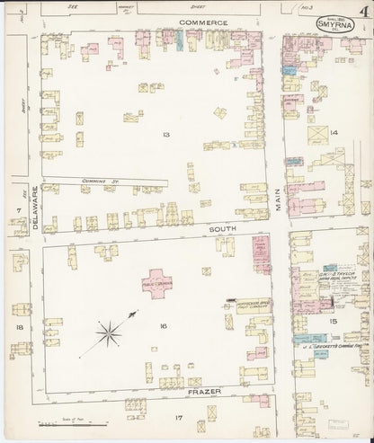 Sanborn Fire Insurance Map from Smyrna, Kent County, Delaware (1885), Sheet #0004 - Complete Map Set gallery image, historic Sanborn map, vintage wall art, Delaware Delaware