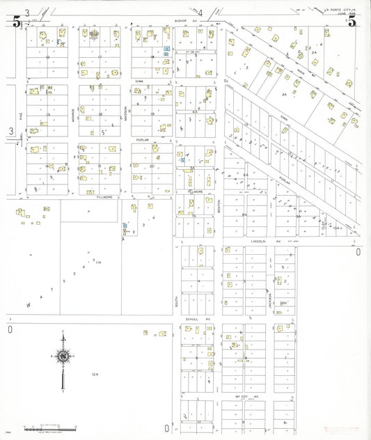Sanborn Fire Insurance Map from La Porte City, Black Hawk County, Iowa (1948), Sheet #0005 - Historic Sanborn Fire Insurance Map Print, vintage old map wall art