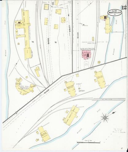 Sanborn Fire Insurance Map from Montpelier, Washington County, Vermont (1905), Sheet #0012 - Complete Map Set gallery image, historic Sanborn map, vintage wall art, Vermont Vermont