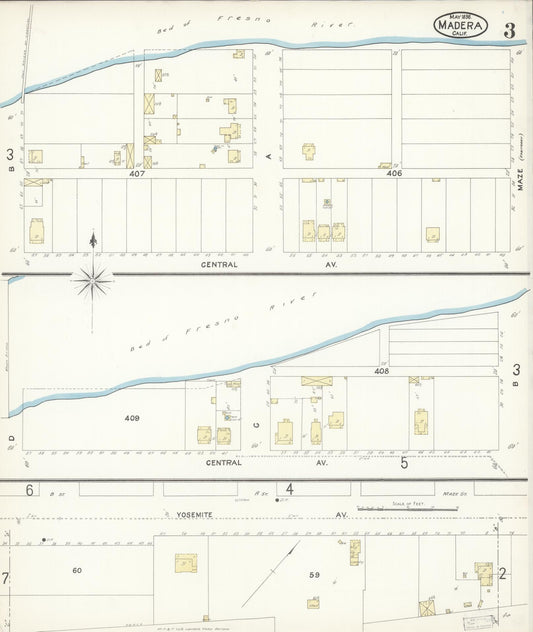 Sanborn Fire Insurance Map from Madera, Madera County, California (1898), Sheet #0003 - Historic Sanborn Fire Insurance Map Print, vintage old map wall art, antique decor, genealogy gift, California California map
