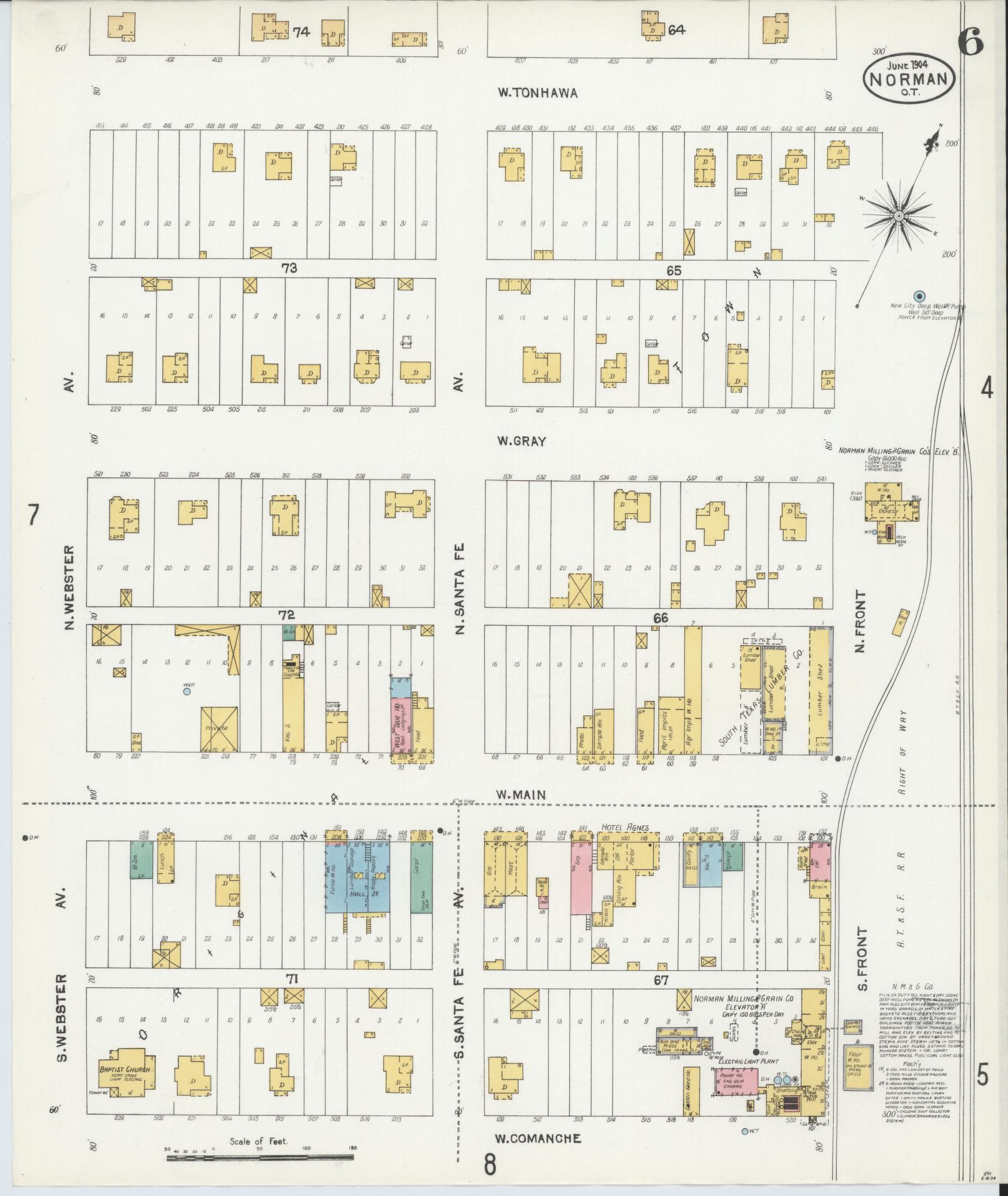 Sanborn Fire Insurance Map from Norman, Cleveland County, Oklahoma (1904), Sheet #0006 - Complete Map Set gallery image, historic Sanborn map, vintage wall art, Oklahoma Oklahoma