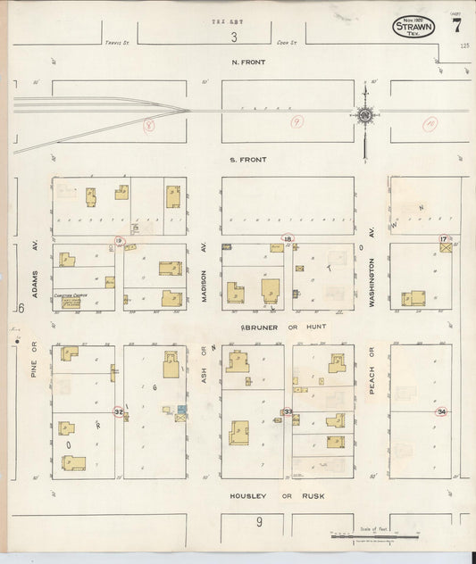 Sanborn Fire Insurance Map from Strawn, Palo Pinto County, Texas (1944), Sheet #0007 - Historic Sanborn Fire Insurance Map Print, vintage old map wall art, antique decor, genealogy gift, Texas Texas map