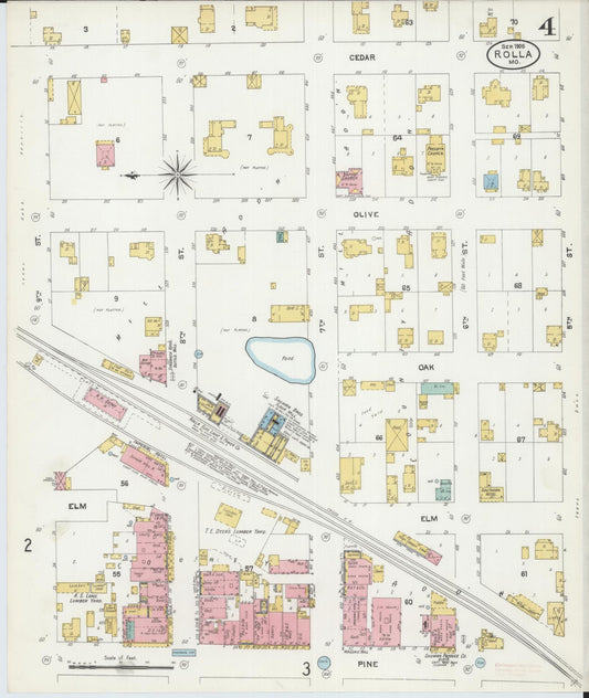 Sanborn Fire Insurance Map from Rolla, Phelps County, Missouri (1905), Sheet #0004 - Historic Sanborn Fire Insurance Map Print, vintage old map wall art, antique decor, genealogy gift, Missouri Missouri map
