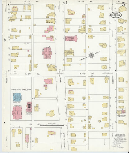 Sanborn Fire Insurance Map from Clarion, Clarion County, Pennsylvania (1912), Sheet #0005 - Complete Map Set gallery image, historic Sanborn map, vintage wall art, Pennsylvania Pennsylvania