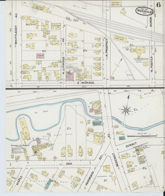 Sanborn Fire Insurance Map from Norwalk, Huron County, Ohio (1888), Sheet #0006 - Historic Sanborn Fire Insurance Map Print, vintage old map wall art, antique decor, genealogy gift, Ohio Ohio map