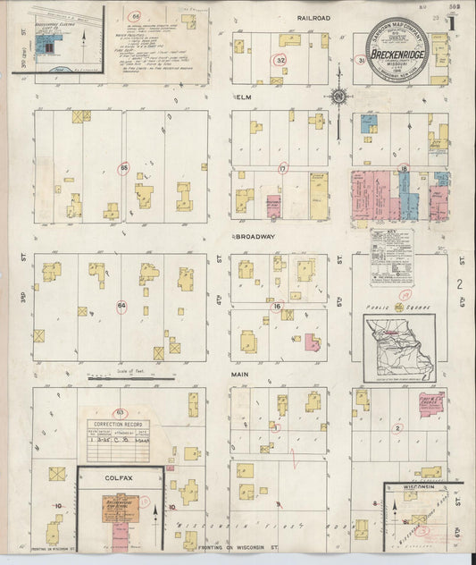 Sanborn Fire Insurance Map from Breckenridge, Caldwell County, Missouri (1935), Sheet #0001 - Historic Sanborn Fire Insurance Map Print, vintage old map wall art, antique decor, genealogy gift, Missouri Missouri map
