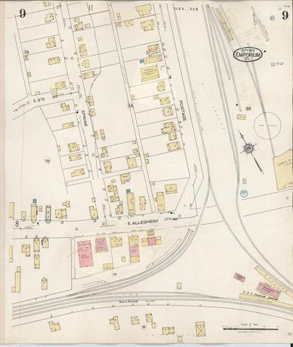 Sanborn Fire Insurance Map from Emporium, Cameron County, Pennsylvania (1938), Sheet #0009 - Historic Sanborn Fire Insurance Map Print, vintage old map wall art, antique decor, genealogy gift, Pennsylvania Pennsylvania map