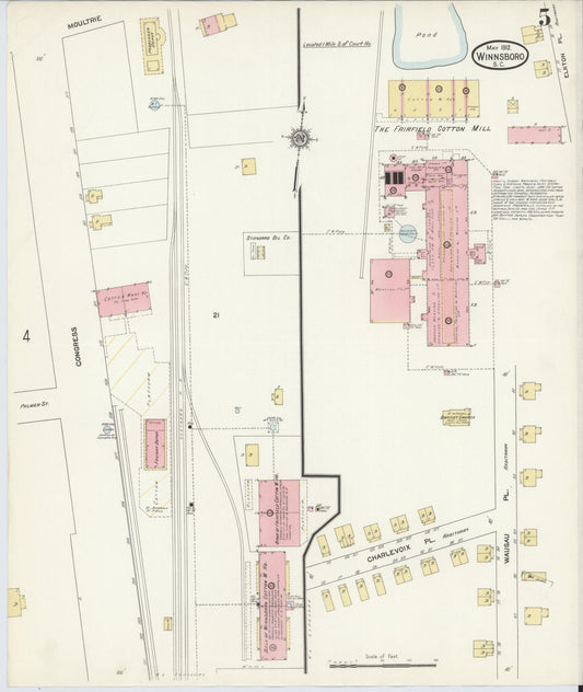 Sanborn Fire Insurance Map from Winnsboro, Fairfield County, South Carolina (1912), Sheet #0005 - Historic Sanborn Fire Insurance Map Print, vintage old map wall art, antique decor, genealogy gift, South Carolina South Carolina map