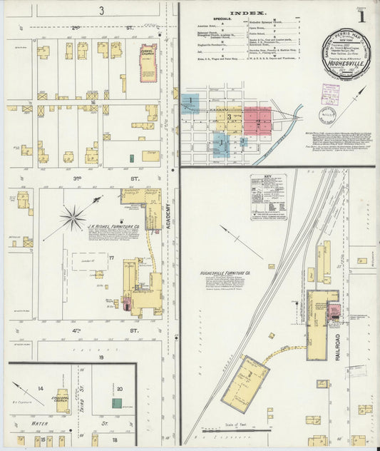 Sanborn Fire Insurance Map from Hughesville, Lycoming County, Pennsylvania (1901), Sheet #0001 - Historic Sanborn Fire Insurance Map Print, vintage old map wall art, antique decor, genealogy gift, Pennsylvania Pennsylvania map