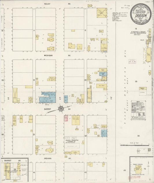 Sanborn Fire Insurance Map from Dodson, Phillips County, Montana (1914), Sheet #0001 - Historic Sanborn Fire Insurance Map Print, vintage old map wall art, antique decor, genealogy gift, Montana Montana map