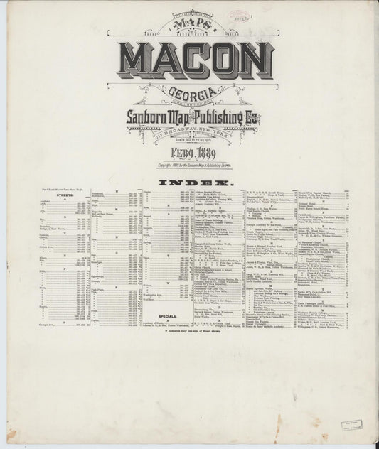 Sanborn Fire Insurance Map from Macon, Bibb and Jones County, Georgia (1889), Sheet #0001 - Historic Sanborn Fire Insurance Map Print, vintage old map wall art, antique decor, genealogy gift, Georgia Georgia map