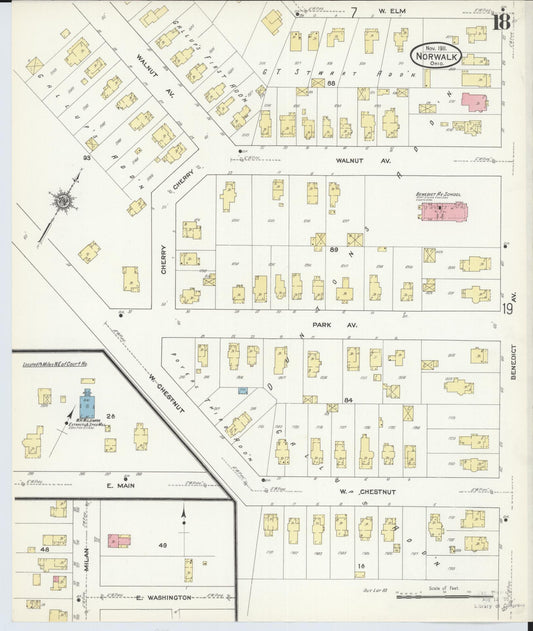 Sanborn Fire Insurance Map from Norwalk, Huron County, Ohio (1911), Sheet #0018 - Historic Sanborn Fire Insurance Map Print, vintage old map wall art, antique decor, genealogy gift, Ohio Ohio map