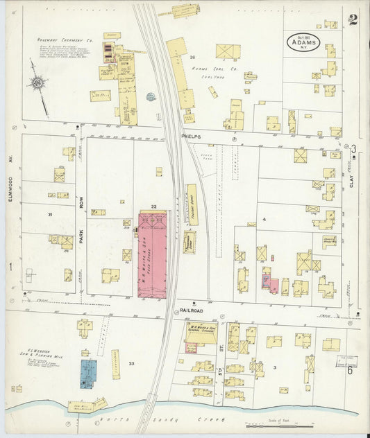 Sanborn Fire Insurance Map from Adams, Jefferson County, New York (1911), Sheet #0002 - Historic Sanborn Fire Insurance Map Print, vintage old map wall art, antique decor, genealogy gift, New York New York map