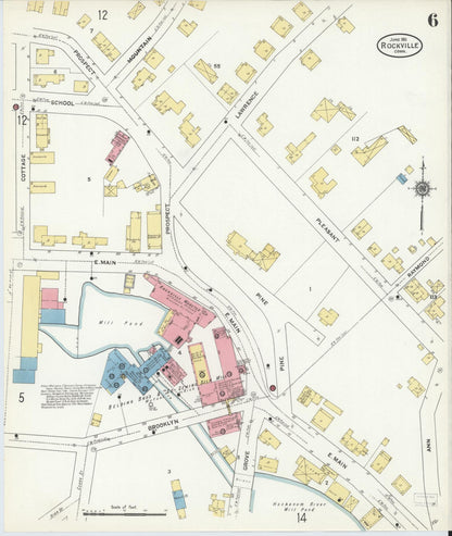 Sanborn Fire Insurance Map from Rockville, Tolland County, Connecticut (1911), Sheet #0006 - Complete Map Set gallery image, historic Sanborn map, vintage wall art, Connecticut Connecticut