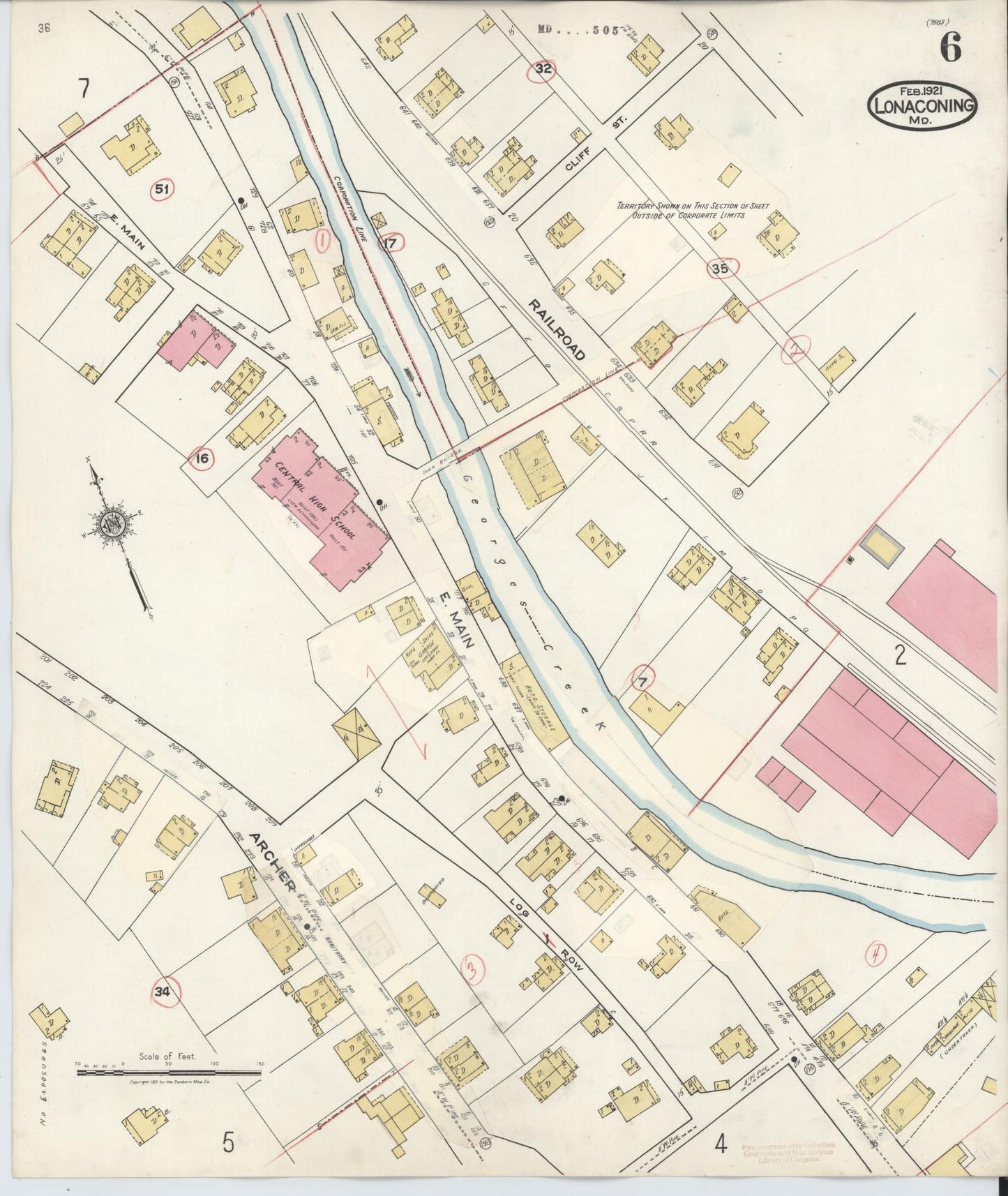 Sanborn Fire Insurance Map from Lonaconing, Allegany County, Maryland (1943), Sheet #0006 - Complete Map Set gallery image, historic Sanborn map, vintage wall art, Maryland Maryland