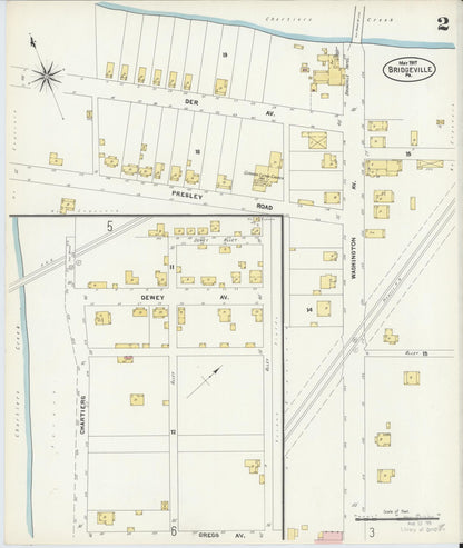 Sanborn Fire Insurance Map from Bridgeville, Allegheny County, Pennsylvania (1907), Sheet #0002 - Complete Map Set gallery image, historic Sanborn map, vintage wall art, Pennsylvania Pennsylvania