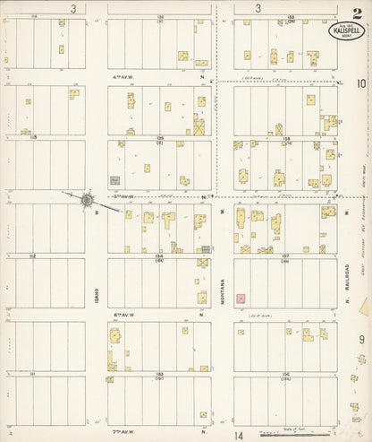 Sanborn Fire Insurance Map from Kalispell, Flathead County, Montana (1910), Sheet #0002 - Complete Map Set gallery image, historic Sanborn map, vintage wall art, Montana Montana