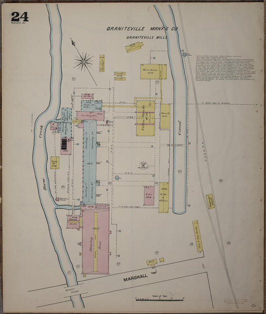 Sanborn Fire Insurance Map from Augusta, Richmond County, Georgia (1890), Sheet #0024 - Historic Sanborn Fire Insurance Map Print, vintage old map wall art, antique decor, genealogy gift, Georgia Georgia map
