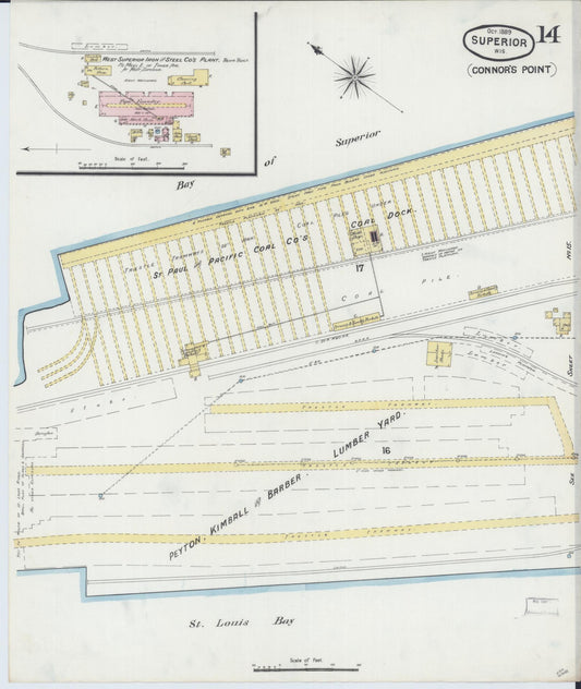 Sanborn Fire Insurance Map from Superior, Douglas County, Wisconsin (1889), Sheet #0014 - Historic Sanborn Fire Insurance Map Print, vintage old map wall art, antique decor, genealogy gift, Wisconsin Wisconsin map