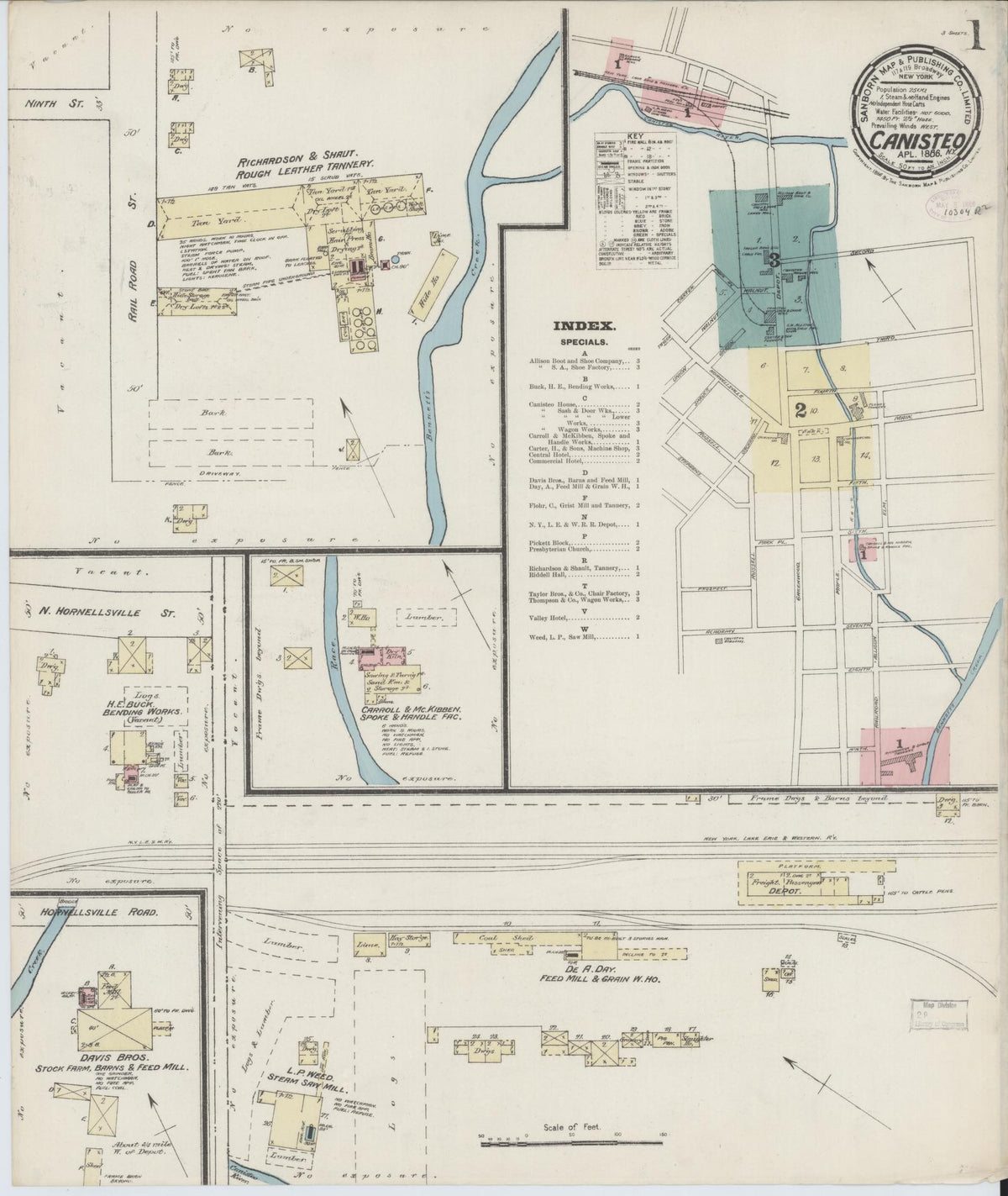 Sanborn Fire Insurance Map from Canisteo, Steuben County, New York (1886), Sheet #0001 - Complete Map Set gallery image, historic Sanborn map, vintage wall art, New York New York