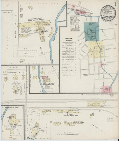 Sanborn Fire Insurance Map from Canisteo, Steuben County, New York (1886), Sheet #0001 - Complete Map Set gallery image, historic Sanborn map, vintage wall art, New York New York