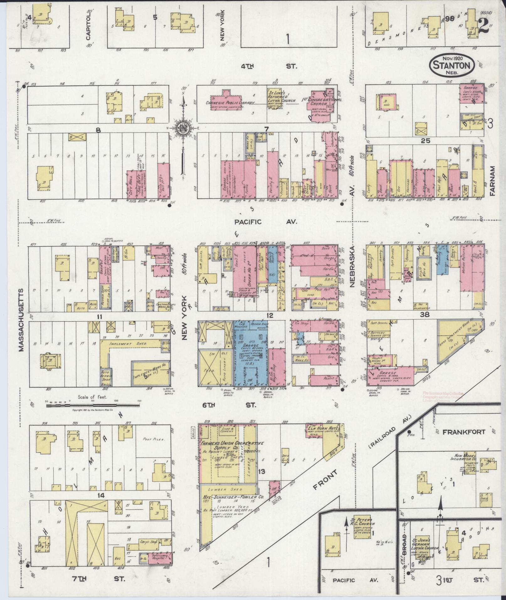 Sanborn Fire Insurance Map from Stanton, Stanton County, Nebraska (1920), Sheet #0002 - Complete Map Set gallery image, historic Sanborn map, vintage wall art, Nebraska Nebraska