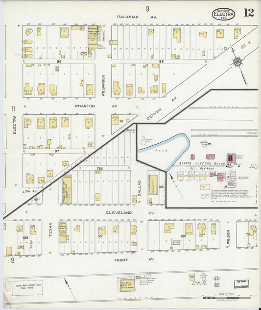 Sanborn Fire Insurance Map from Electra, Wichita County, Texas (1919), Sheet #0012 - Historic Sanborn Fire Insurance Map Print, vintage old map wall art, antique decor, genealogy gift, Texas Texas map