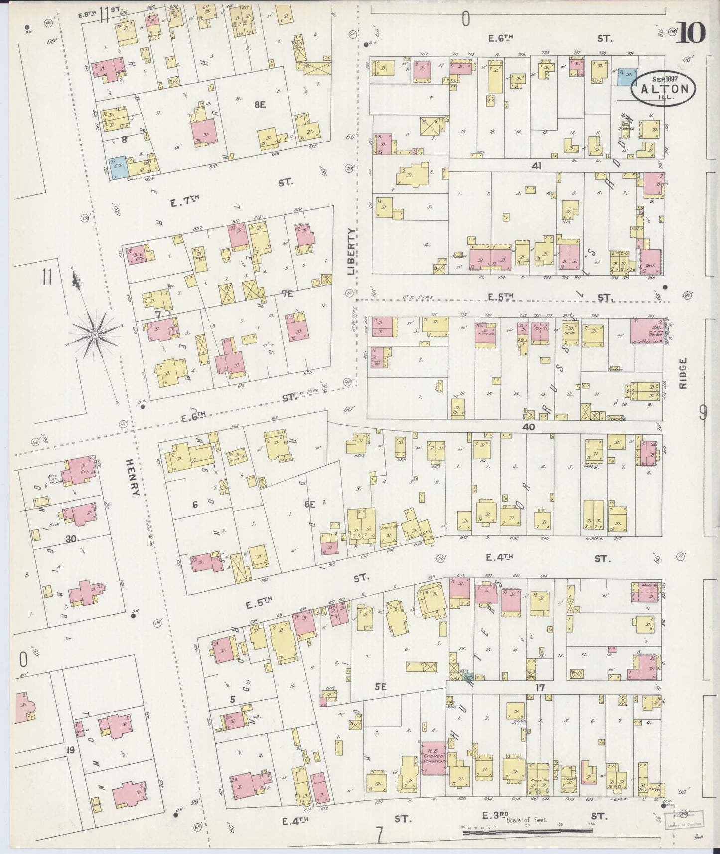 Sanborn Fire Insurance Map from Alton, Madison County, Illinois (1897), Sheet #0010 - Historic Sanborn Fire Insurance Map Print, vintage old map wall art, antique decor, genealogy gift, Illinois Illinois map