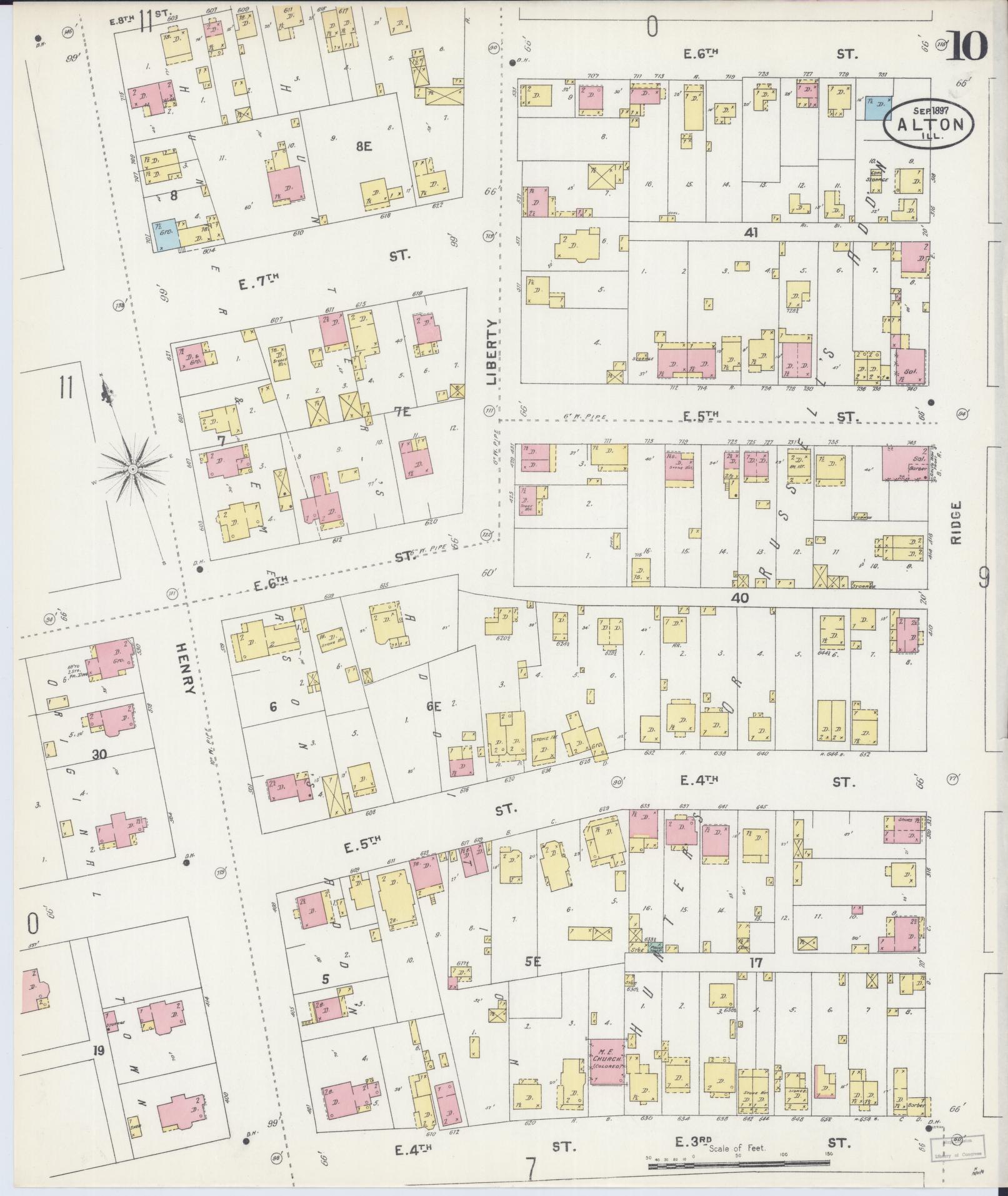 Sanborn Fire Insurance Map from Alton, Madison County, Illinois (1897), Sheet #0010 - Historic Sanborn Fire Insurance Map Print, vintage old map wall art, antique decor, genealogy gift, Illinois Illinois map